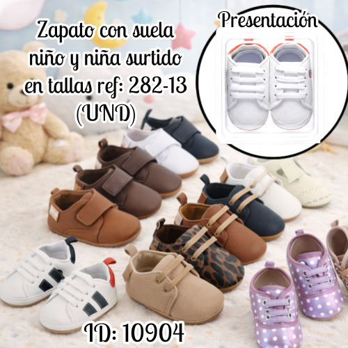 Zapato con suela niño y niña surtido en tallas ref: 282-13 (UND)