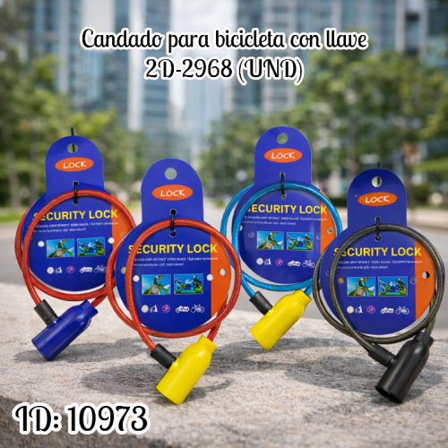 Candado para bicicleta con llave 2D-2968   (UND)