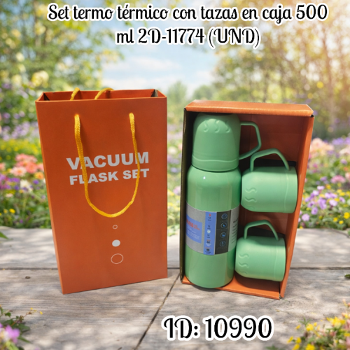 Set termo térmico con tazas en caja 500 ml 2D-11774  (UND)