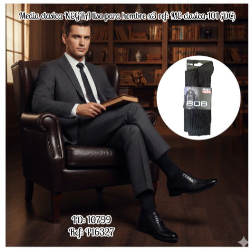 Media clasica NEGRA lisa para hombre x3 ref: ME-clasica-101 (DC)