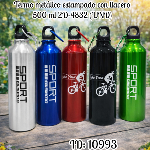 Termo metálico estampado con llavero 500 ml 2D-4832  (UND)