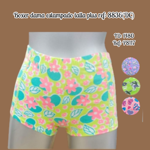 Boxer dama estampado talla plus ref: 8836(DC)