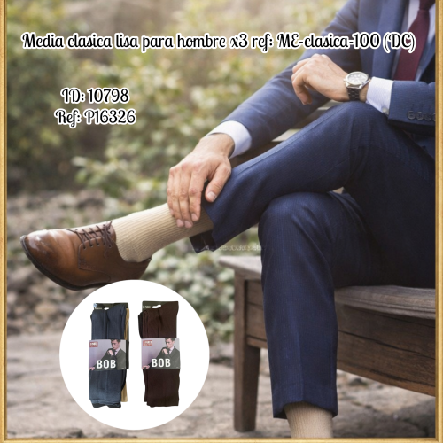 Media clasica lisa para hombre x3 ref: ME-clasica-100 (DC)