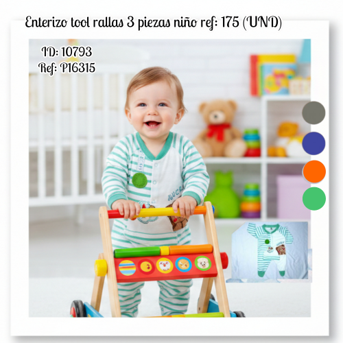 Enterizo tool rallas 3 piezas niño ref: 175 (UND)