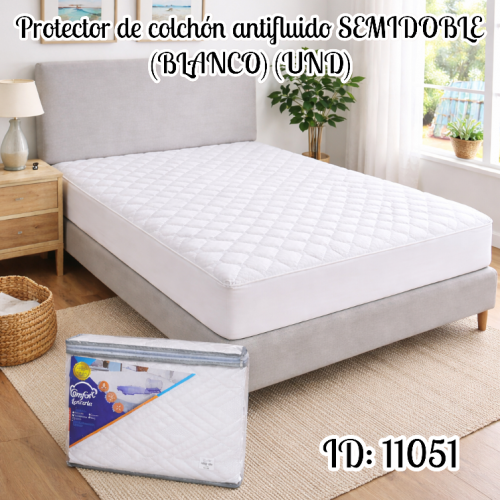 Protector de colchón antifluido SEMIDOBLE (BLANCO) (UND)