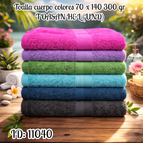 Toalla cuerpo colores 70 x 140 300 gr TOASAN H&L (UND)