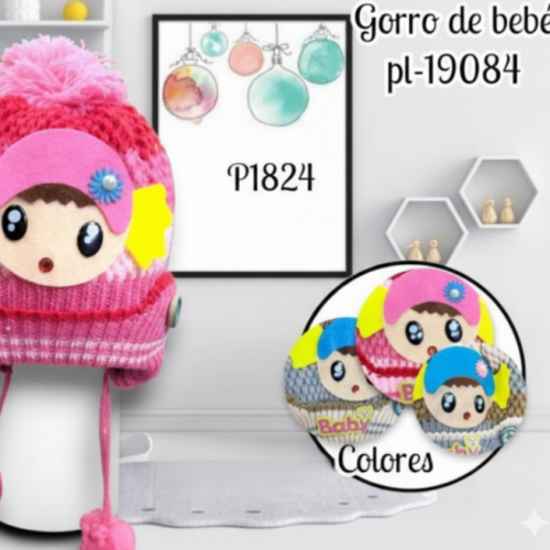 Gorro de bebé colores surtidos PL-19084 (UND)