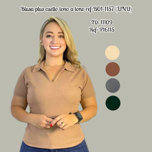 Blusa plus cuello tono a tono ref:B01-1157 (UND)