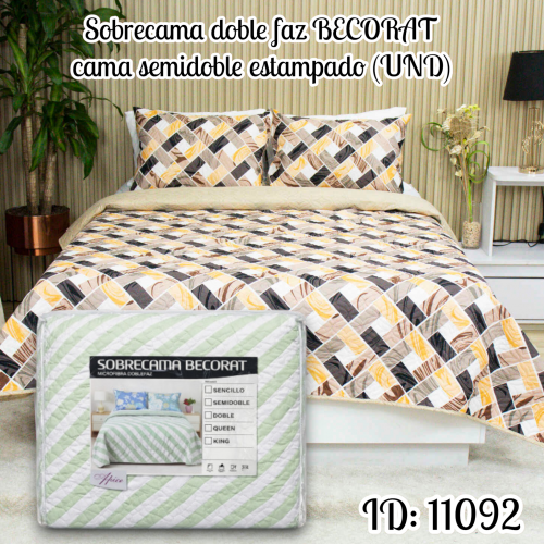 Sobrecama doble faz BECORAT cama semidoble estampado (UND)