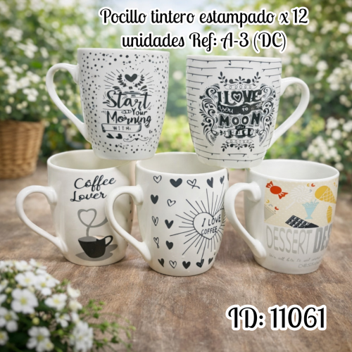 Pocillo tintero estampado x 12 unidades Ref: A-3 (DC)