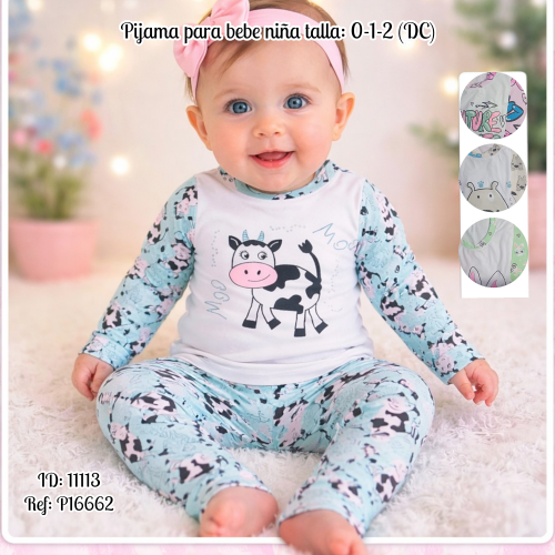 Pijama para bebe niña talla: 0-1-2 (DC)