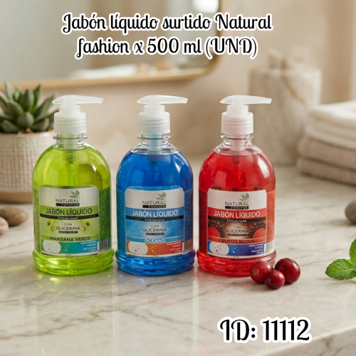 Jabón líquido surtido Natural fashion x 500 ml (UND)
