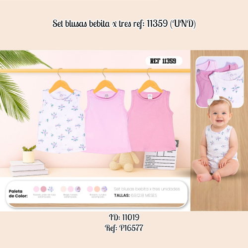 Set blusas bebita x tres ref: 11359 (UND)