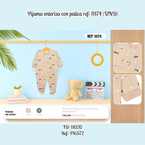Pijama enteriza con patica ref: 11174 (UND)