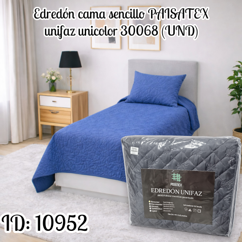 Edredón cama sencillo PAISATEX unifaz unicolor 30068 (UND)