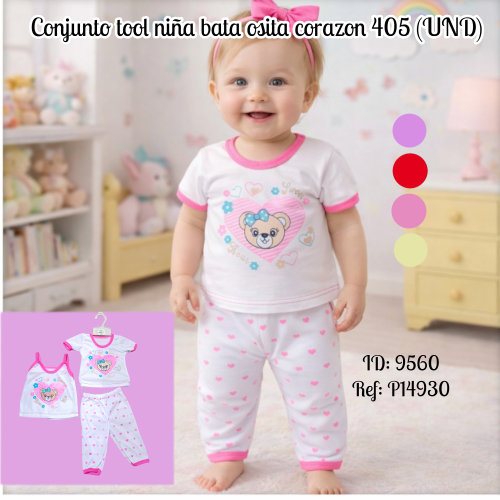 Conjunto tool niña bata osita corazon 405 (UND)
