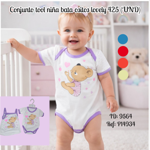 Conjunto tool niña bata ositos lovely 425 (UND)