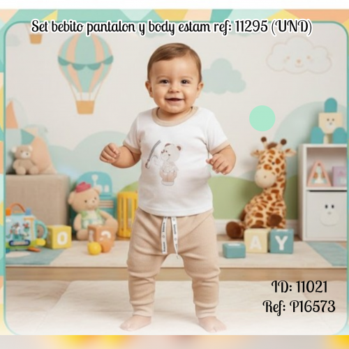 Set bebito pantalon y body estam ref: 11295 (UND)