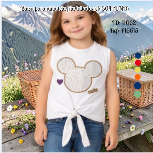 Blusa para niña tela fria tallada ref: 304 (UND)