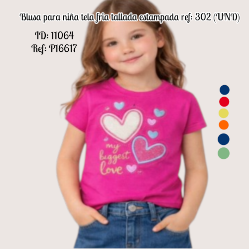 Blusa para niña tela fria tallada estampada ref: 302 (UND)