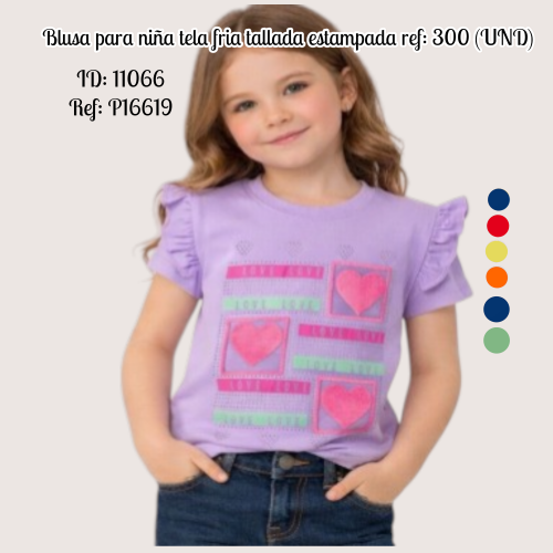 Blusa para niña tela fria tallada estampada ref: 300 (UND)