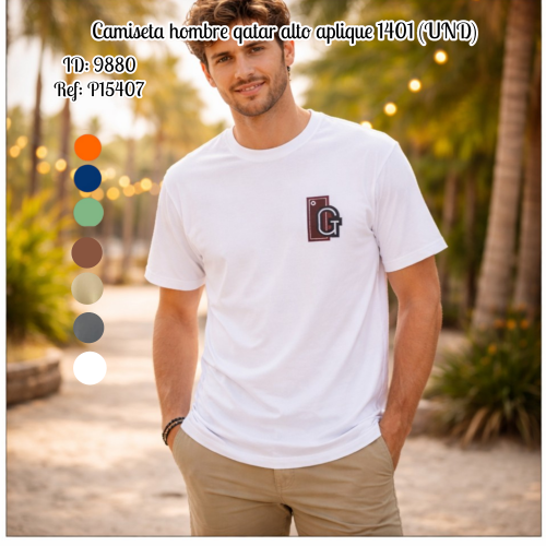 Camiseta hombre qatar alto aplique 1401 (UND)