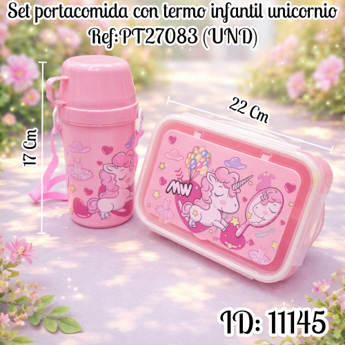 Set portacomida con termo infantil unicornio Ref:PT27083 (UND)