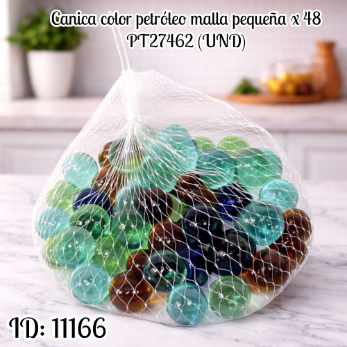 Canica color petróleo malla pequeña x 48 PT27462 (UND)