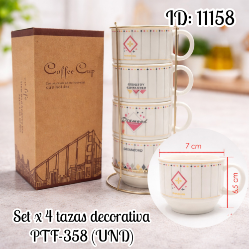 Set x 4 tazas decorativa PTF-358 (UND)