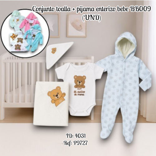 Conjunto toalla + pijama enterizo bebe (UND)