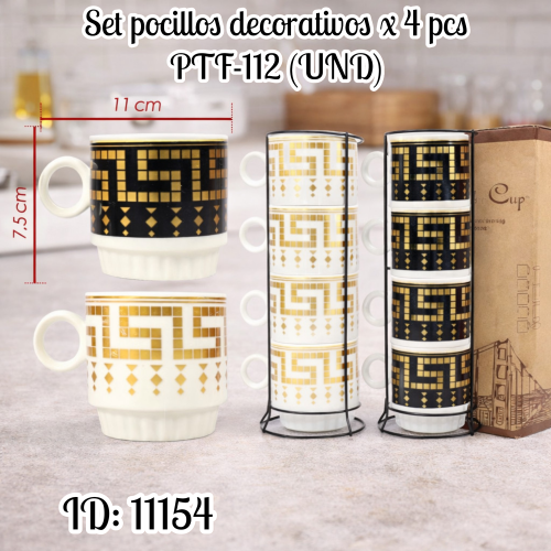 Set pocillos decorativos x 4 pcs PTF-112 (UND)