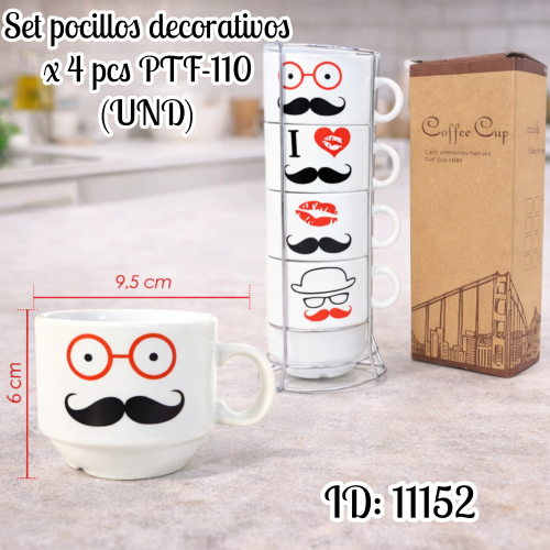 Set pocillos decorativos x 4 pcs PTF-110 (UND)