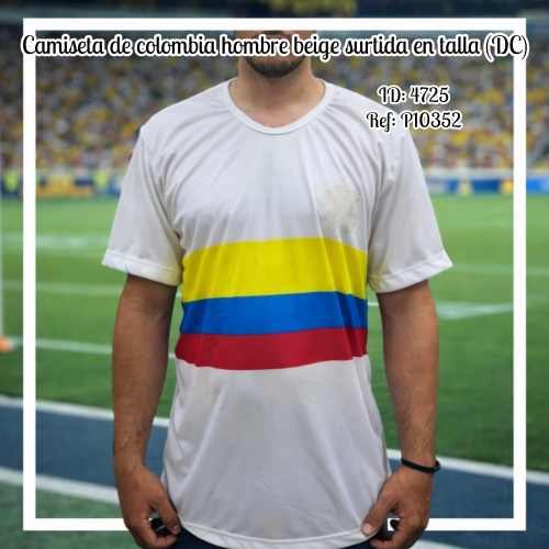 Camiseta de colombia hombre beige surtida en talla (DC)