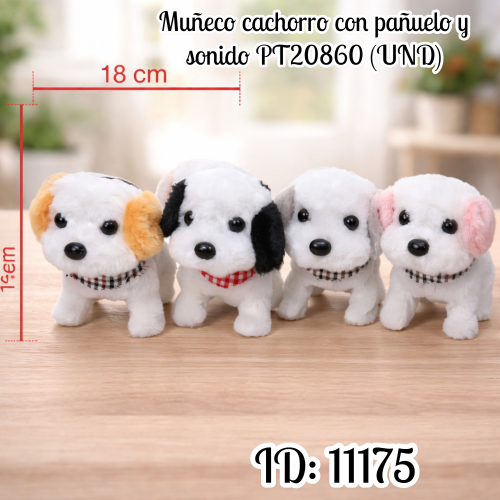 Muñeco cachorro con pañuelo y sonido PT20860 (UND)