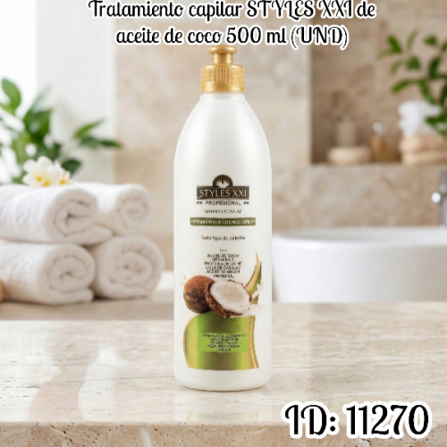 Tratamiento capilar STYLES XXI de aceite de coco 500 ml (UND)