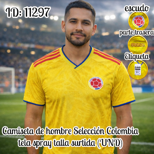 Camiseta de hombre Selección Colombia tela spray talla surtida (UND)