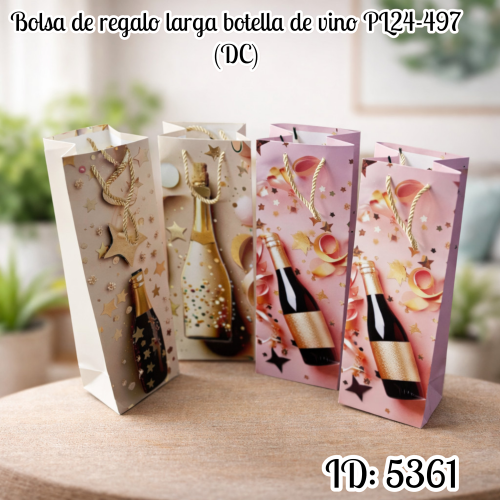 Bolsa de regalo larga botella de vino PL24-497 (DC)