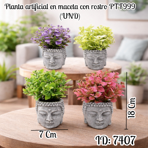 Planta artificial en maceta con rostro PTF999 (UND)