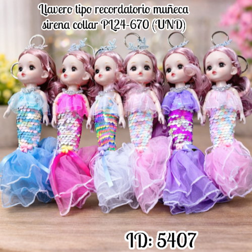 Llavero tipo recordatorio muñeca sirena collar PL24-670 (UND)