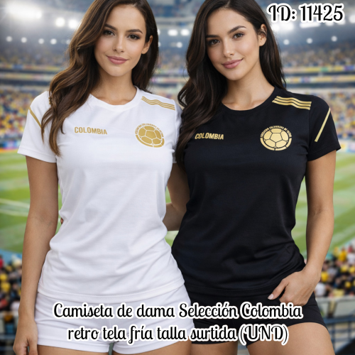 Camiseta de dama Selección Colombia retro tela fría talla surtida (UND)