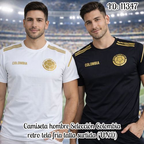 Camiseta hombre Selección Colombia retro tela fría talla surtida (UND)