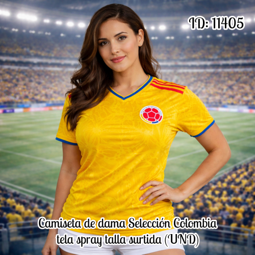 Camiseta de dama Selección Colombia tela spray talla surtida (UND)