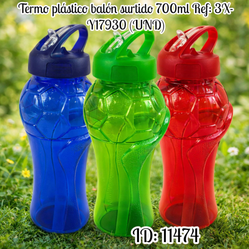 Termo plástico balón surtido 700ml Ref: 3X-Y17930  (UND)