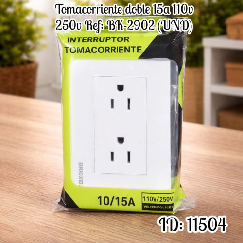 Tomacorriente doble 15a 110v 250v Ref: BK-2902 (UND)