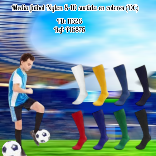 Media futbol Nylon Hombre 8-10 surtida en colores (DC)