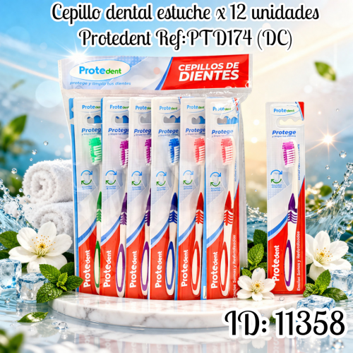 Cepillo dental estuche x 12 unidades Protedent Ref:PTD174 (DC)