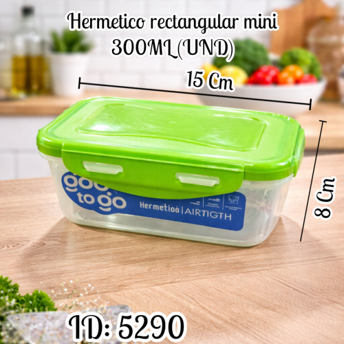Hermetico rectangular mini 300ML (UND)
