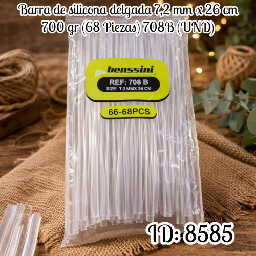 Barra de silicona delgada 7,2 mm x 26 cm 700 gr (68 Piezas) 708B (UND)