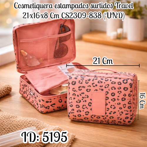 Cosmetiquera estampados surtidos Travel 21x16x8 Cm CS2309-838 (UND)