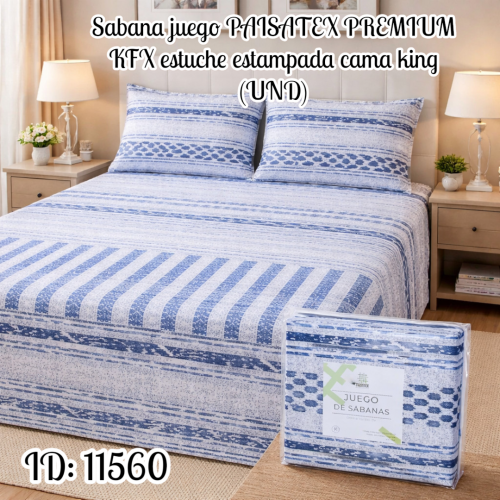 Sabana juego PAISATEX PREMIUM KFX estuche estampada cama king (UND)